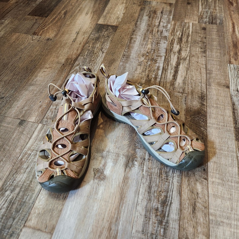 Keen Whisper Sandals Womens 8.5 Tan Brown Waterproof Hiking Sport Shoes Water